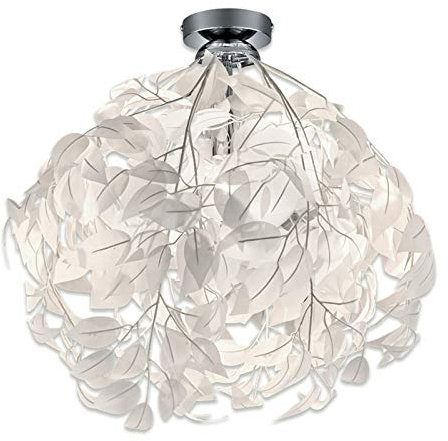 Reality Leuchten Deckenleucht Leavy R60461001, Metall Nickel matt, Blätter Kunststoff weiß, exkl. 1x E27