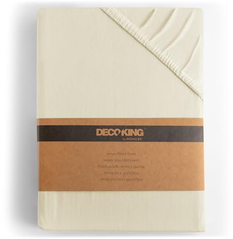 DecoKing Fitted Sheet Double 100% Combed Cotton Soft Jersey Bed Sheet 120x200-140x200 cm Beige Amber