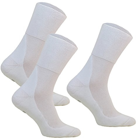 DeoMed Chaussettes Diabétiques sans élastique Homme & Femme - 3 paires MEDIC DEO COTON chaussettes non comprimantes, sans couture, extra larges, respirantes et antibactériennes