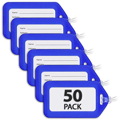Mifflin Luggage Tags (Blue, 50 PK), Bag Tag for Baggage, Suitcase Tags Bulk