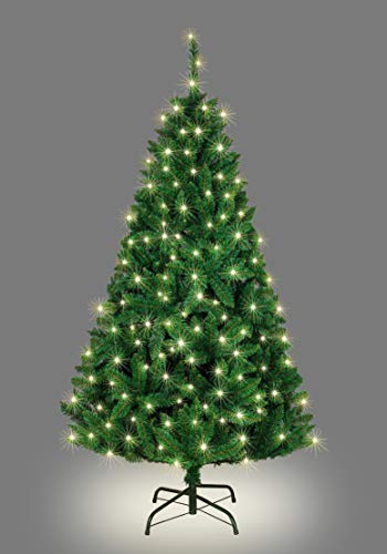 5ft/1.5m Pre-Lit Green Bushy Imperial Pine Artificial Deluxe Christmas Tree Hinged Branches 404 Pencil Point Tips with 176 Warm White LEDs Metal Stand Xmas Home Decorations