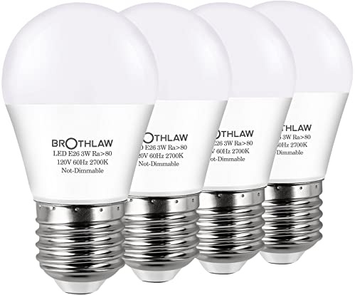 Brothlaw 25 Watt Equivalent Light Bulbs, A15 LED Light 3W E26 Base 2700K Warm White Low watt Light Bulbs,Nightstand Light Bulb, Table Lamp Bulb, 4 Pack