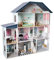 Deqube Puppenhaus aus Holz, 4 Etagen, Puppenhaus mit unterschiedlichem und gepflegtem Dekor in jedem Raum, mit 17 Zubehörteilen - Größe 135 x 36 x 128 cm (913D00016)
