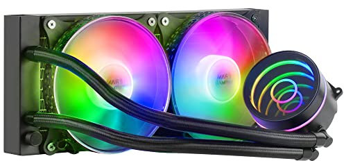 MARSGAMING ML-ONE360 Nero, Raffreddamento a Liquido CPU, TDP 550W, Infinity Mirror, 3 Ventole FRGB Silenziose, Universale Multisocket