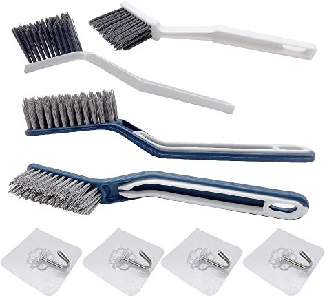 WYAN Brosse multifonctionnelle pour Joints de Sol - 4 brosses à Cheveux à pinceaux pour fenêtres, Brosse de Nettoyage pour Salle de Bain, Brosse pour Fissures, pour Les Murs, Les Carreaux(2 modèles)