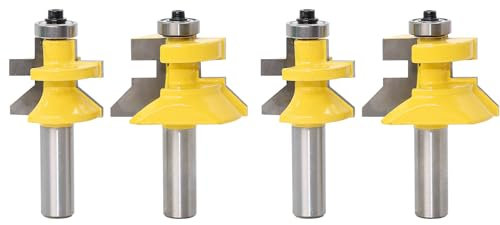 45-Grad-Fase, 4er-Pack 1/2-Zoll-Schaftkantenfräser, Holzfräser-Fräser, Holzgehrungs-Fasenfräser mit Hartmetallspitze, kantenbildender Kantenfräser mit Hartmetallspitze