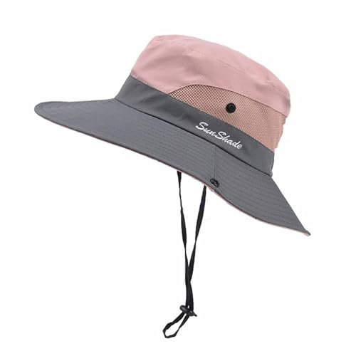 Clgorm Gipfelfreund Sonnenhut Damen, Faltbar Mit Breiter Krempe Und Uv-Schutz Gipfelfreund Sonnenhu für Den Außenbereich (DE/NL/SE/PL, Alphanumerisch, M, L, Two-Color-pink)