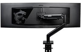 MSI MAG MT201 - Premium Heavy Duty Single Monitor Stand Arm, Supports 17-49 Screens and 44 lbs, VESA Compatible, Adjustable Spring Assisted Mount, Clamp & Grommet, Quick Release Plate - Black