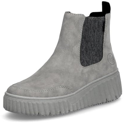 Rieker Damen Chelsea Boots N2553, Frauen Stiefeletten, lose Einlage,uebergangsstiefel,Schlupfstiefel,Winterstiefeletten,warm,grau (40),42 EU / 8 UK