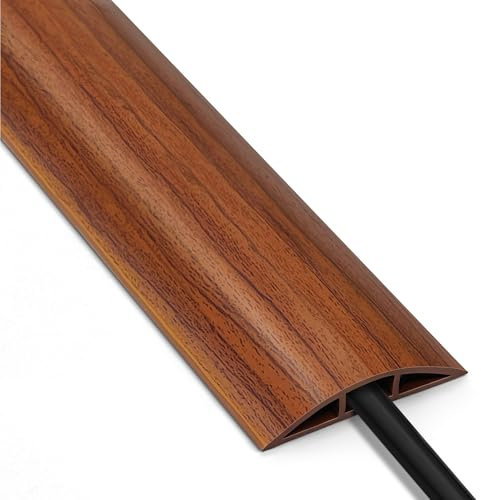 8ft Walnut Wood Cable Cover Floor, LZEOY Extension Cord Cover, Wire Cover for Floor, Flexible Cable Hider Floor, Power Wire Protector Prevent Cable Trips for Home, Offices, Hotel, Outdoor
