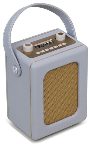 DAB Radio Portable 20hr Play | Retro DAB+ Radio with Bluetooth | Mains and Battery | Dual Alarms Clock | FM,60 Presets, Headphone Jack | Kitchen Radio | LEMEGA CR9 Grey