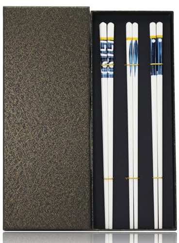 Bacchette in ceramica, 3 paia di bastoncini cinesi riutilizzabili da 24 cm, bastoncini da mangiare, chopsticks giapponesi, set di bastoncini per sushi in ceramica, bacchette lavabili in lavastoviglie