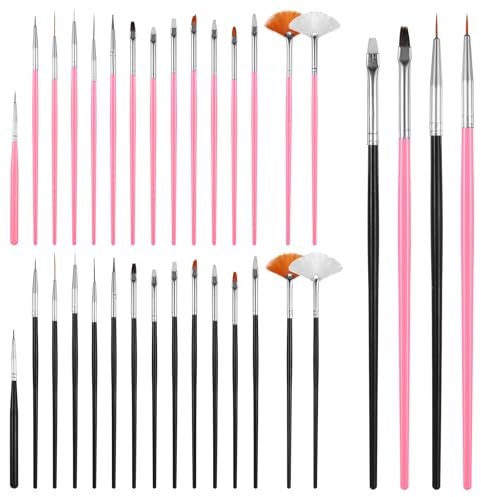 30 PCS Cake Decorating Brushes, Cookie Paint Brushes Food Safe Paint Brushs Kit Cookie Decorating Brush Food Paints Fondant Brush DIY Tool Set Icing Pastry Brushs for Painting Baking, Black and Pink