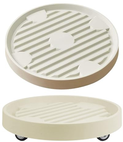 Integrity.1 2 Pezzi Rullo per Piante in Plastica, Portavaso Rotondo con Ruote Nascoste, Sottovaso con Ruote Girevoli, per Esterni, Resistenti alle Intemperie, per Il Giardino di Casa