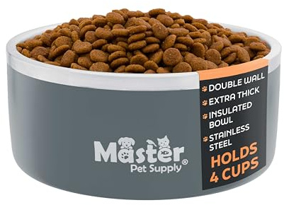 Master Pet Supply Stainless Steel Dog Bowls 32 oz Heavy Duty Graphite