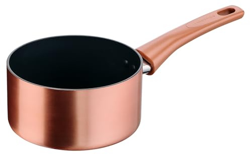 Lagostina Rosé, Casseruola Fonda a Manico Lungo Antiaderente Ø 16 cm, Rivestimento Titanium, Indicatore di Calore Thermo-Signal, Manico Rivettato, Compatibile con Induzione, Colore Oro Rosa