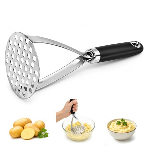 Wosyoodo Machacador de Patatas, Prensa Patatas Acero Inoxidable, Triturador para Puré sin Grumos, Ergonómico y Resistente para Verduras y Comida Bebé, Apto Lavavajillas