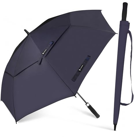 SWIFTEE 60 Inch Golf Umbrella – Automatic One Push Open, Windproof Double Layer Vented Canopy, 280T Waterproof Pongee, 8 Rib Fiberglass Frame, UV Protection, Golf Cart Compatible