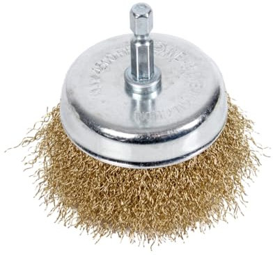 NTools Wire Brush 75C - Spazzola metallica per trapano o avvitatore elettrico | Spazzola rotante taglio metallico su asta esagonale | Diametro spazzola - Ø 75 mm