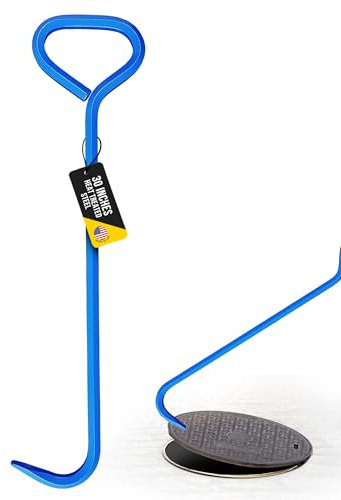 T&T Tools - Gancio per botola da 76,2 cm, gancio singolo resistente per sollevare coperture di pozzetti, scarichi tempestivi, riser per fosse settiche, strumento esagonale rigido in lega di acciaio