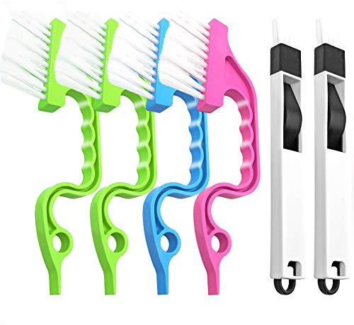 Crevice Gap Cleaning Brush Tool, 6pcs Hand-held Groove Gap Cleaning Tools, 2 in 1 Dustpan Cleaning Brushes, Shutter Door Window Track Kitchen Cleaning Brushes Kit