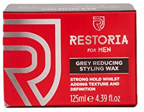 Restoria Cera per capelli da uomo per ridurre lo styling grigia, che offre una definizione e una tenuta superiori durante lo sbiadimento dei capelli grigi, copertura fino al 100%, vegana, 125 ml