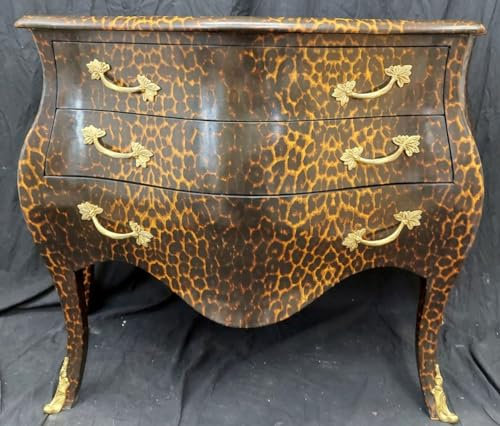 Casa Padrino Barock Kommode mit 3 Schubladen Leopard/Gold - Handgefertigte Massivholz Kommode im Barockstil - Schlafzimmer Möbel im Barockstil - Barock Möbel - Barock Einrichtung