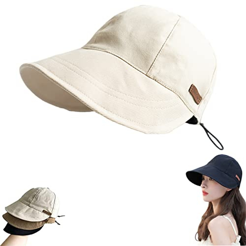 Chapeau de Protection UV sans Maquillage,Chapeau de Soleil pour Femmes,Chapeau de Soleil pour Femmes (Beige)
