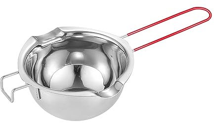 Pizsieat Bagnomaria in Acciaio Inox 400 ml Double Boiler Beccucci con Manico Resistente al Calore Ciotola Pentola per Bagnomaria Cioccolato Sciogliere Formaggio Burro Caramelle