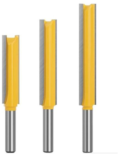 Gasea 3Pcs Extra Long Straight Router Bit, 8mm Shank Flush Trim Cutter, 50mm 63mm 76mm Cutting Length Woodworking Tools