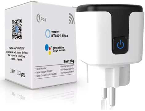 proAMEDEN Enchufe Inteligente WiFi 16A 3500W, Smart Plug con Medición de Corriente, control por Voz de Google Home y Alexa, Control Remoto y Función de Temporizador (1, Black-White, 1 Enchufe Wifi)