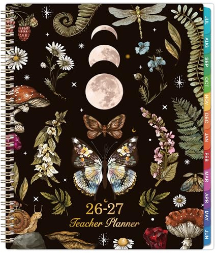 2026-2027 Teacher Planner, Lesson Planner 2026-2027, 8.5 x 11, July 2026 - Jun. 2027, Colorful Monthly Tabs, Inner Pocket