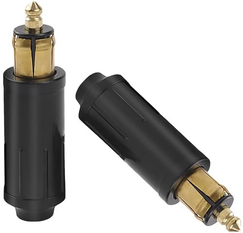 Viojrlly 2pcs DIN Spine Maschio 12V, Adattatore DIN per Accendisigari Compatibile con la Sostituzione, Spina di Riparazione Fai da Te con Motociclette per Presa di Ricarica Veicolo Compatibile con BMW