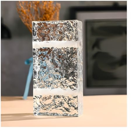 ZNQNDSR Bloque De Vidrio Texturizado Ice Crystal con Orificio, Ladrillo De Vidrio Rectangular Transparente De Alta Transparencia para Bares, Hoteles Y Residencias.(5PCS)