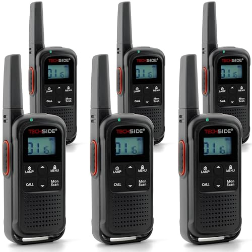 TechSide TechSide TS-T3 Go PMR446 Walkie Talkie, 16 Kanaler, 10 km Räckvidd, USB-C-laddning, med LED-ficklampa, 6-pack