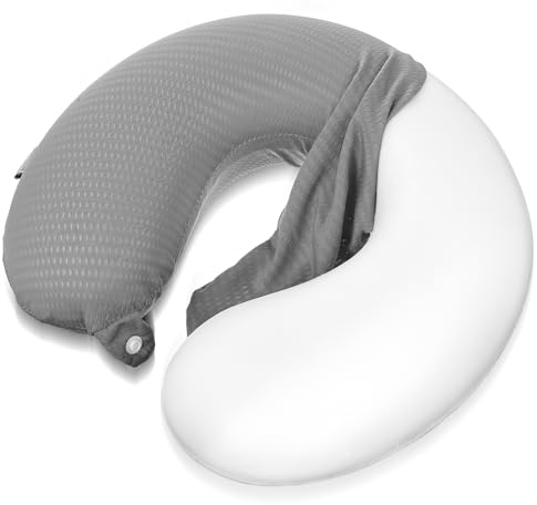 Federa per cuscino cervicale a forma di U, per cuscino cervicale, da viaggio, grigio, con chiusura lampo, cuscino di ricambio per il collo, per aeroplano, auto