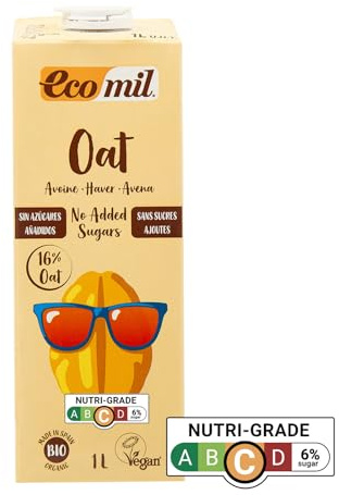 EcoMil - Leche de Avena Bio Nature, Bebida Vegetal de Avena sin azúcares añadidos, Producto Ecológico, 1L