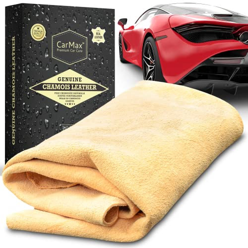 CarMax® Premium - Pelle di Daino per Auto Professionale - Panno Asciugatura Auto Professionale, pulizia vetri, scamosciata naturale - XLarge