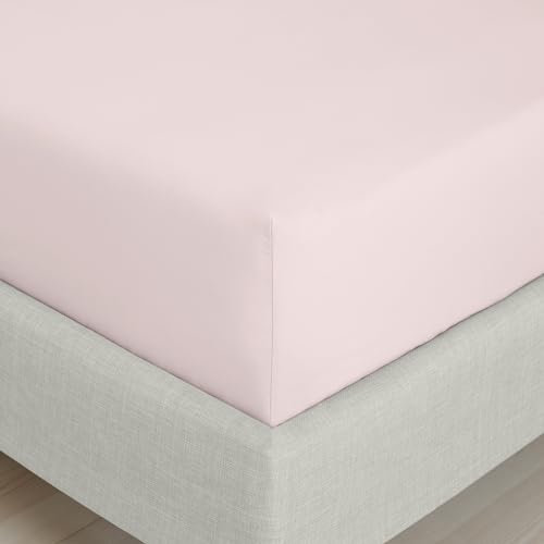 Bianca Fine Linens Bedroom 200 Thread Count Cotton Percale Double Fitted Sheet 32cm Depth Blush Pink