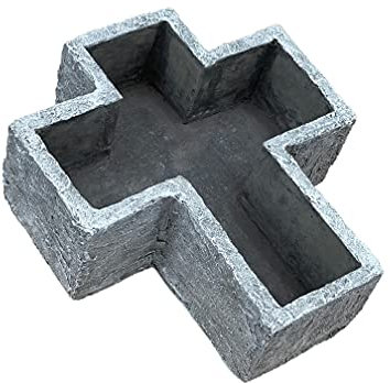 stoneandstyle Pot de fleurs en forme de croix funéraire en pierre artificielle résistant au gel et aux intempéries