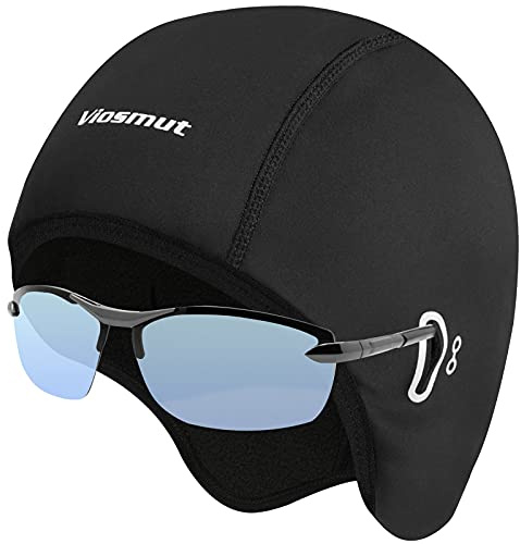 Viosmut Cycling Skull Cap, Cycle Hat under Helmet for Men/Women, Thermal Helmet Liner with Ear Cover Fits Glasses, Windproof Bike Skull Cap Beanie for Outdoor Sports Running Skiing Riding Motorcycling