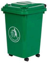 GPC LWB30Y_Green Polypropylene Wheel Bin, 30L Capacity, 25.5cm x 35cm x 49cm, Green