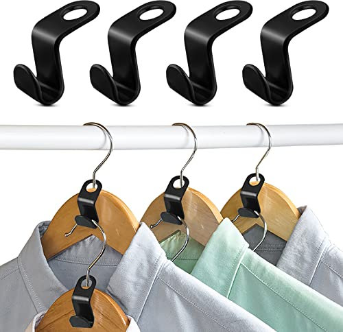 Verbindungsgriff für Kleiderbügel, 60 Stück Kleiderbügel Clip Krawattenhalter für Kleiderschrank perfekt als Kleiderbügel Accessoires Organizer Kleiderschrank (Schwarz)