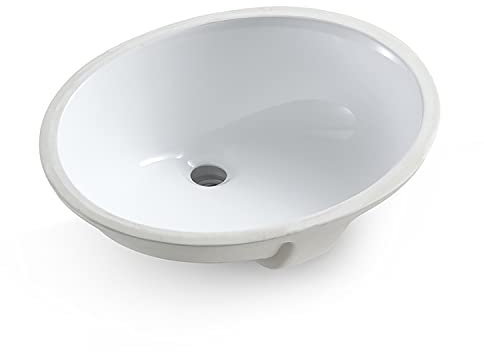MEJE 49,5 x 40,5 x 21 cm ovales Waschbecken, Unterbau, modernes, reinweißes Porzellan-Keramik-Waschbecken, Waschbecken mit Überlauf