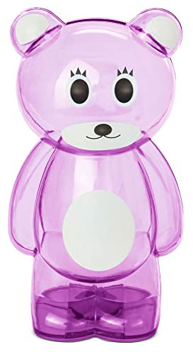 Hucha Cerdito de plástico Transparente con Forma de Osito. Huchas Originales tamaño Grande Infantiles con tapón. Hucha Ligera y Resistente. (Rosa)