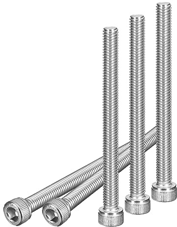 DTGN Viti a Testa Cilindrica Esagonale M6x100mm, 5pz in Acciaio Inossidabile 304, Metriche, con Guida Esagonale, Finitura Lucida, Filettatura UNC