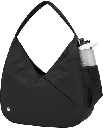 Ceneda Large Gym Bag for Women Sports Duffel Bag with Hidden Yoga Mat Holder & Shoe Compartment Workout Dance Tote Bag with Wet Pocket Overnight Weekender Bag for Travel Yoga (Black)(Patent Pending)