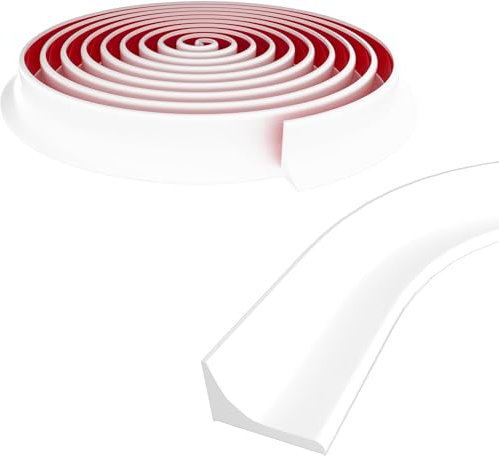 Barrière de Douche Pliable Silicone - Seuil de Douche Barrage D'Eau Autocollante, 250CM Joint Porte Douche Barriere de Douche Anti Débordement pour Baignoire, Coins, Évier(Blanc)