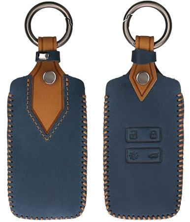 kwmobile Custodia Compatibile con Renault con 4 tasti Smart Key (solo Keyless Go) - Cover Chiavi Auto Protezione Copri Telecomando - Copri Chiave Copertura blu marino / marrone chiaro