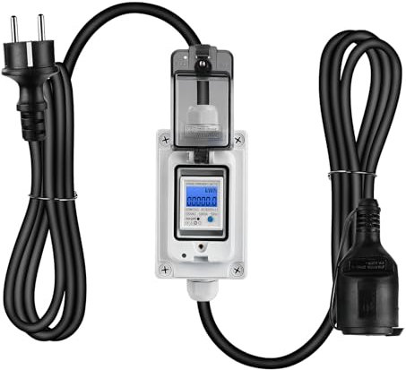Ailao Mobiler Digital Stromzähler 230V 16A Strommessgerät Meter mit Reset 3 * 1,5mm² IP67 Wasserdicht 1,5 Meter Kabel an jedem Ende für Wohnmobile Hausgebrauch (Neu)
